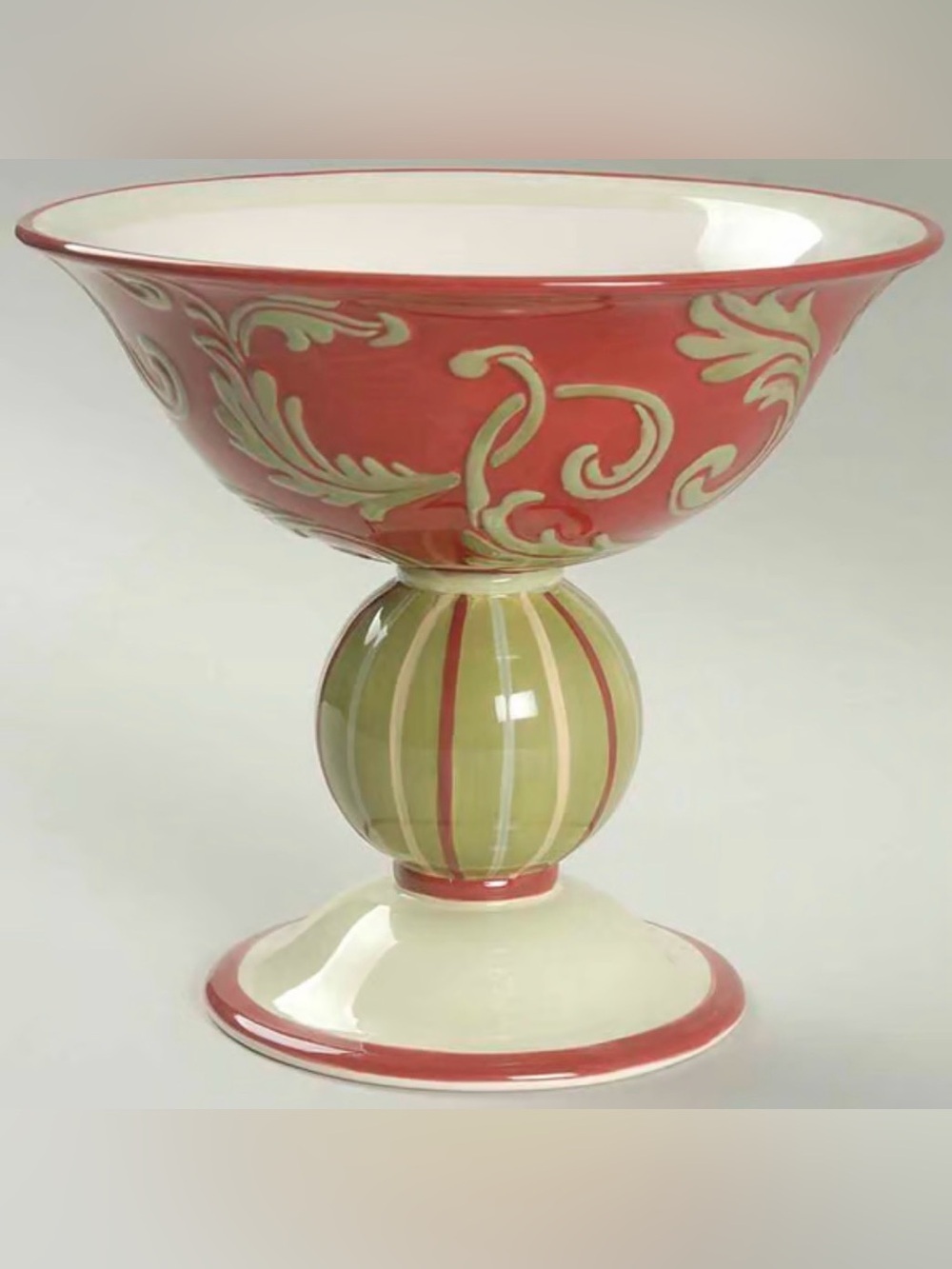 Villeroy & Boch Joy Noel Round Compote Pedestal Bowl Christmas Holiday NWOT
